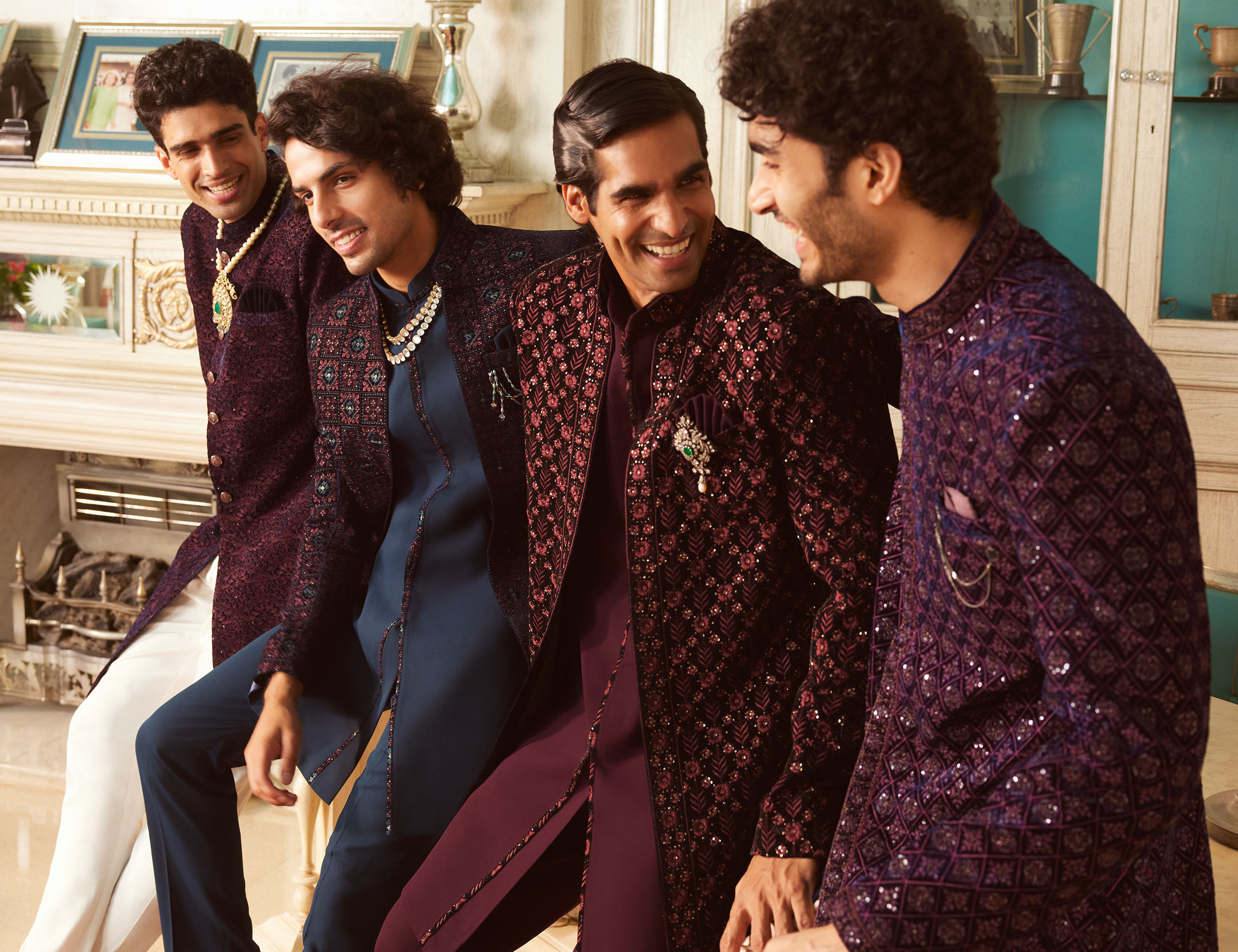 Men wearing stylish crafted indo western sherwani 